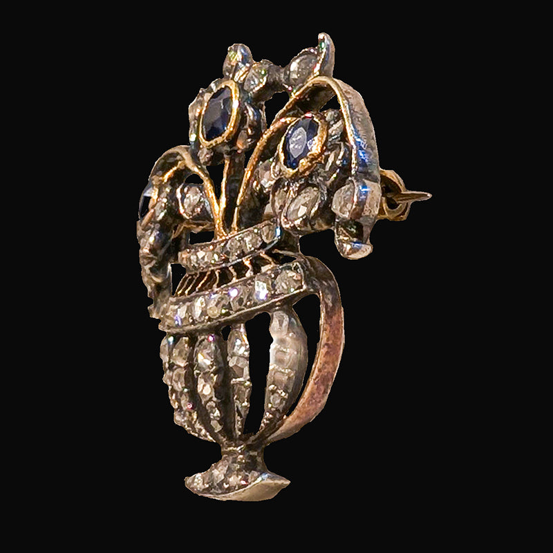 ジョージアンサファイア・ダイヤモンド・ジャルディネッティブローチ