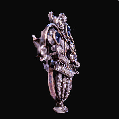 ジョージアンサファイア・ダイヤモンド・ジャルディネッティブローチ