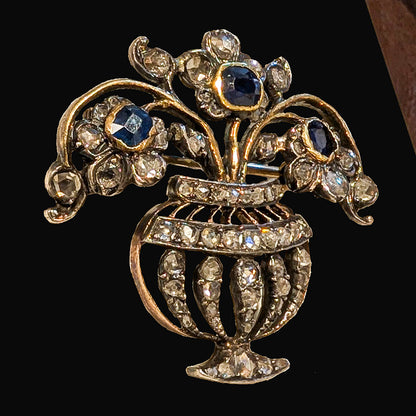 ジョージアンサファイア・ダイヤモンド・ジャルディネッティブローチ