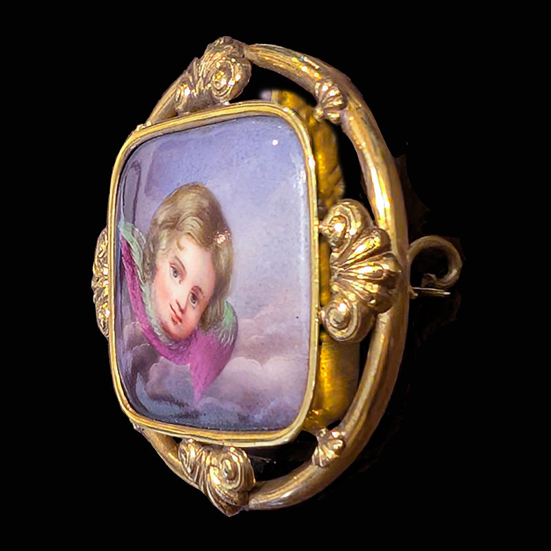 ビクトリアン陶板エンジェルブローチ