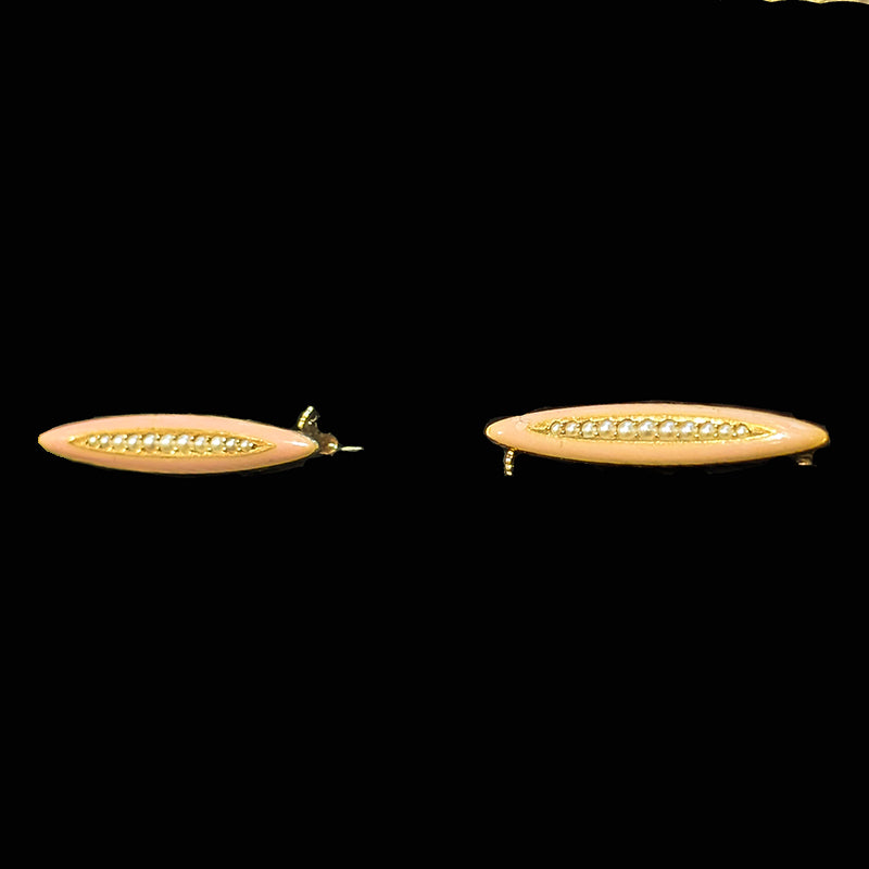 ピンクエナメルダブルブローチ