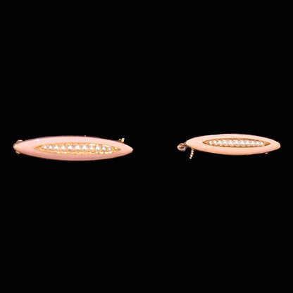 ピンクエナメルダブルブローチ