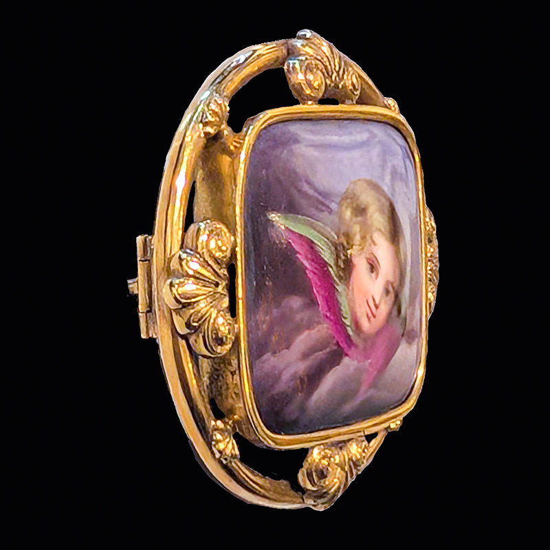 ビクトリアン陶板エンジェルブローチ