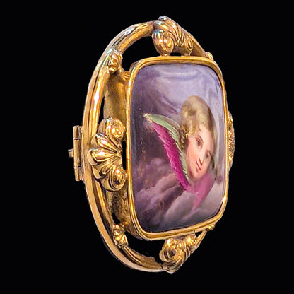 ビクトリアン陶板エンジェルブローチ