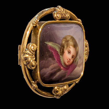 ビクトリアン陶板エンジェルブローチ