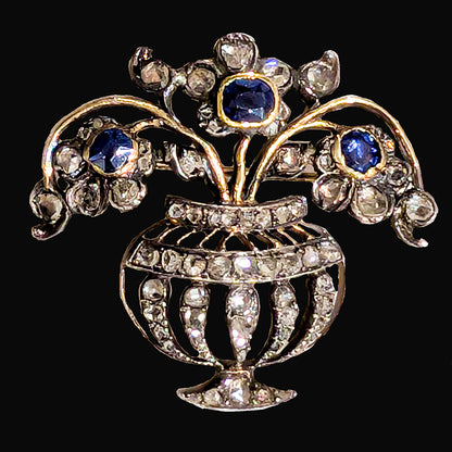 ジョージアンサファイア・ダイヤモンド・ジャルディネッティブローチ
