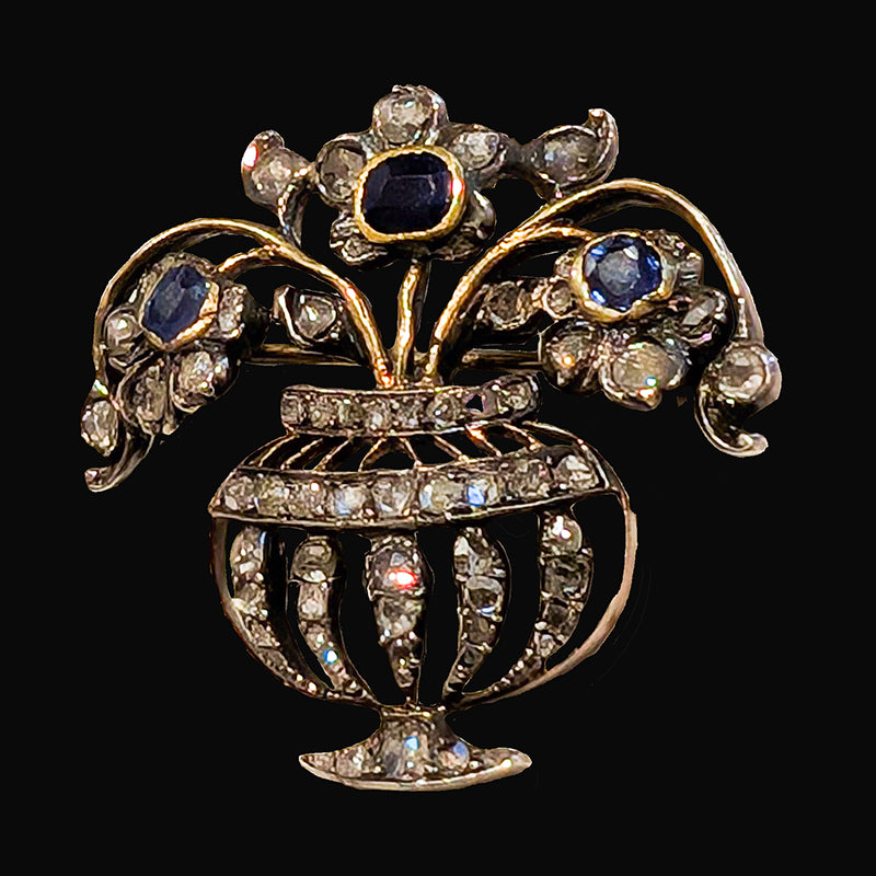 ジョージアンサファイア・ダイヤモンド・ジャルディネッティブローチ